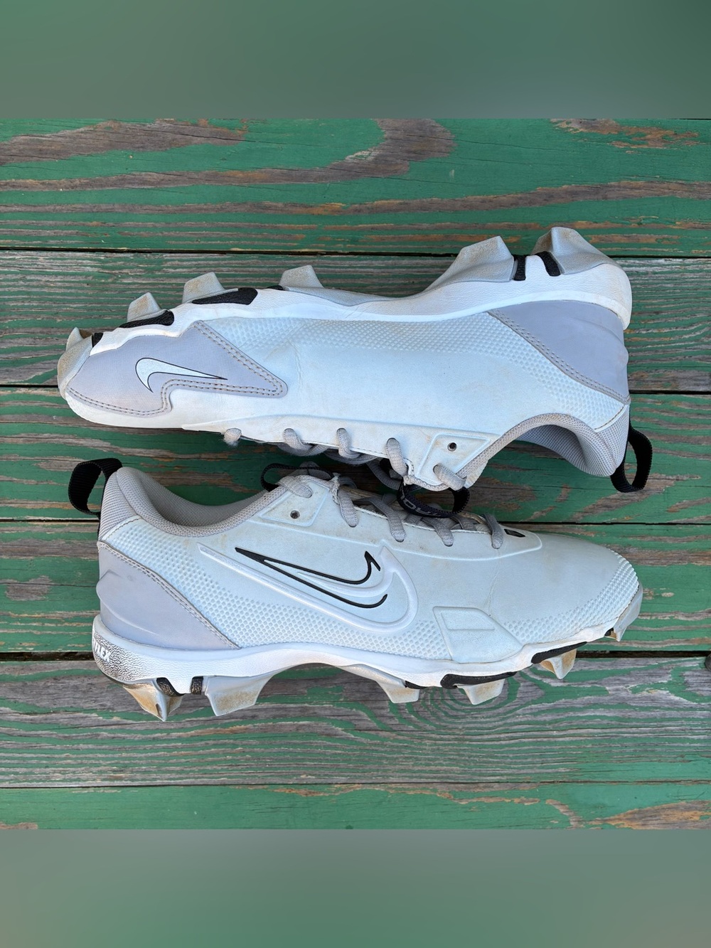 Nike Force Trout 9 Keystone Baseball Cleats Size 5.5Y White Gray Softball Shoes